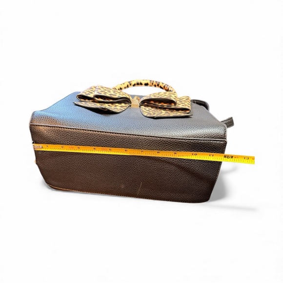 Crossi Black Satchel with Leopard Print Bow & Handles - Picture 11 of 11